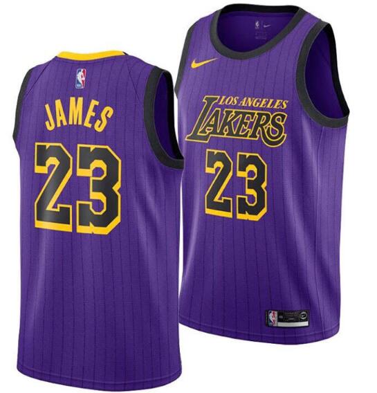 Men's Los Angeles Lakers #23 LeBron James Purple NBA Swingman Stitched Jersey
